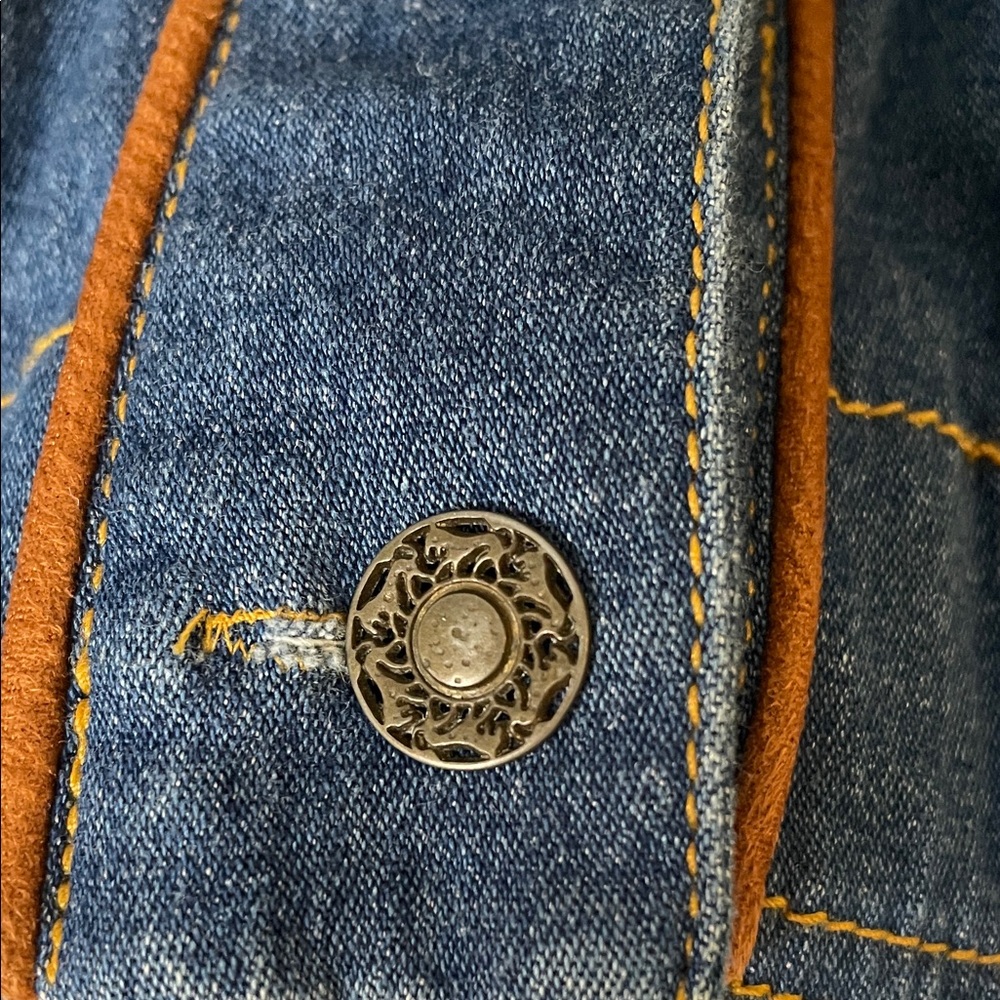 Erin London Boho Jean Jacket with Baroque Tapestry Panels - Vintage - Picture 6 of 9